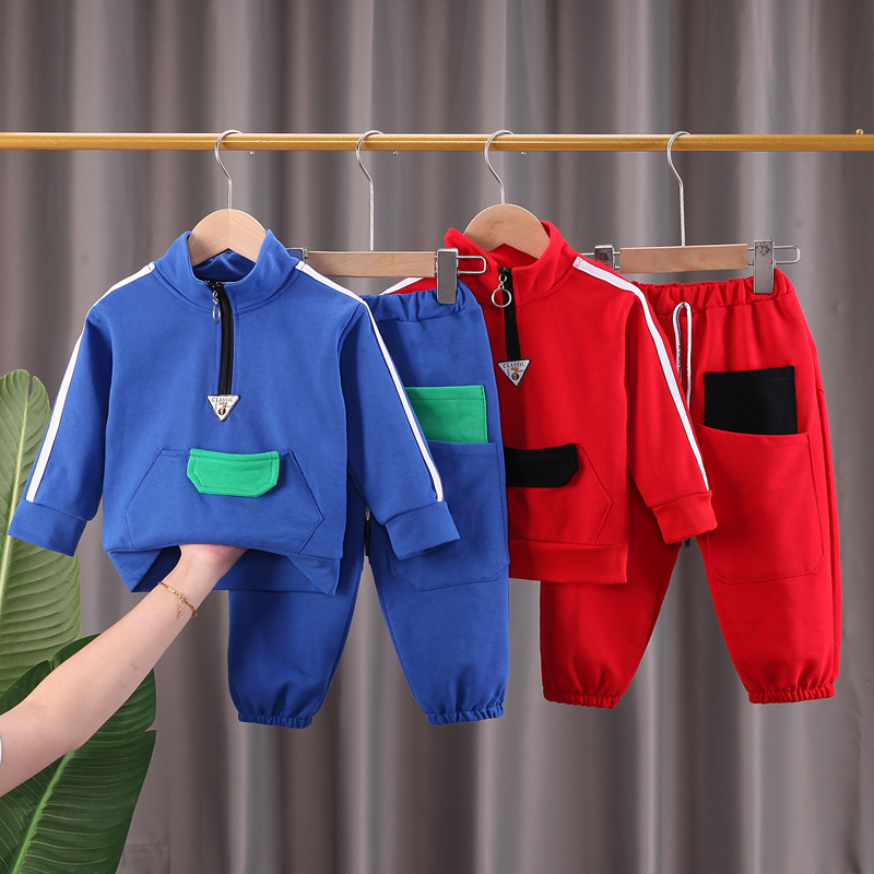 Boys and Girls Spring and Autumn New Suit Korean Style Fashionable Western Style Children's Casual Clothes Children's Sports Two-Piece Trendy Suit