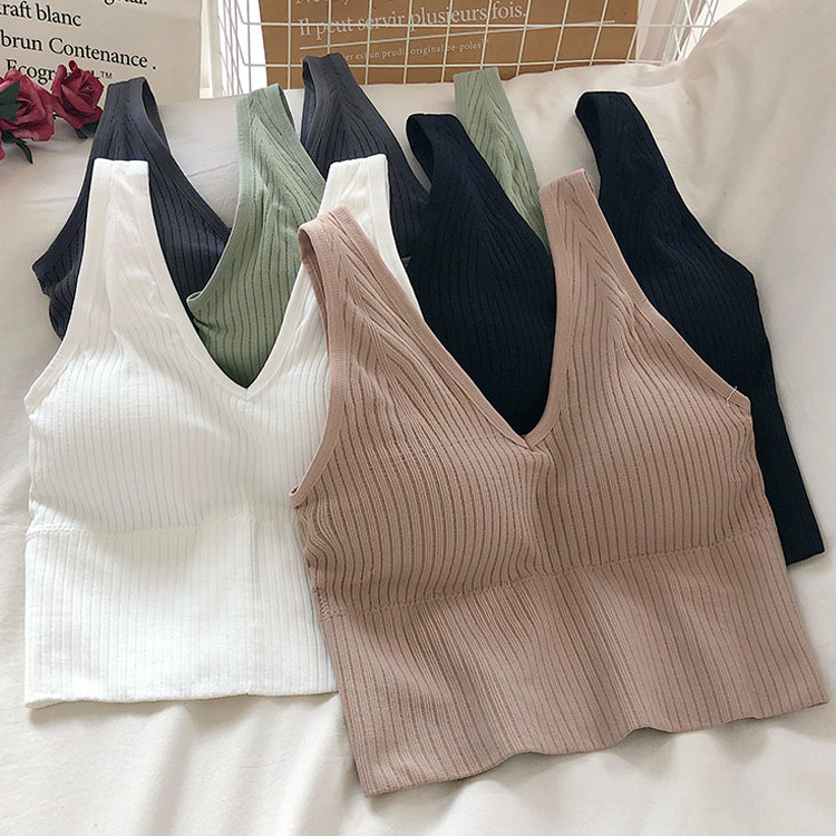 Autumn New Four Monsoon N1 Korean Style Beautiful Back Sling Sports Bra Solid Color Pit V-Neck with Chest Pad Without Steel Ring