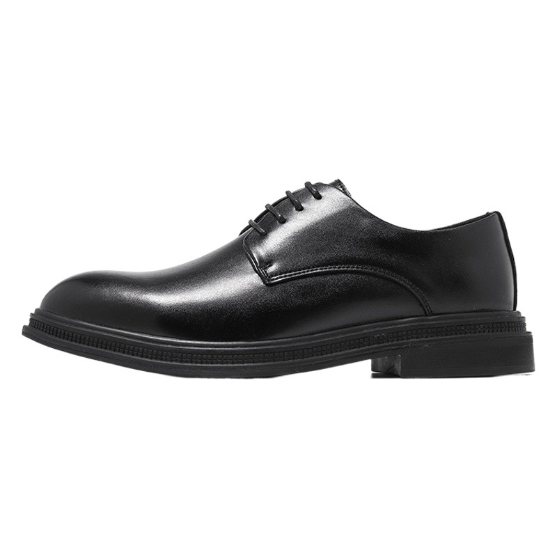 Niche Soft Leather Casual Shoes, Spring Business Formal Leather Shoes, Inner Heightening Suit, High-End Wedding Groom's Shoes, Lace-Up