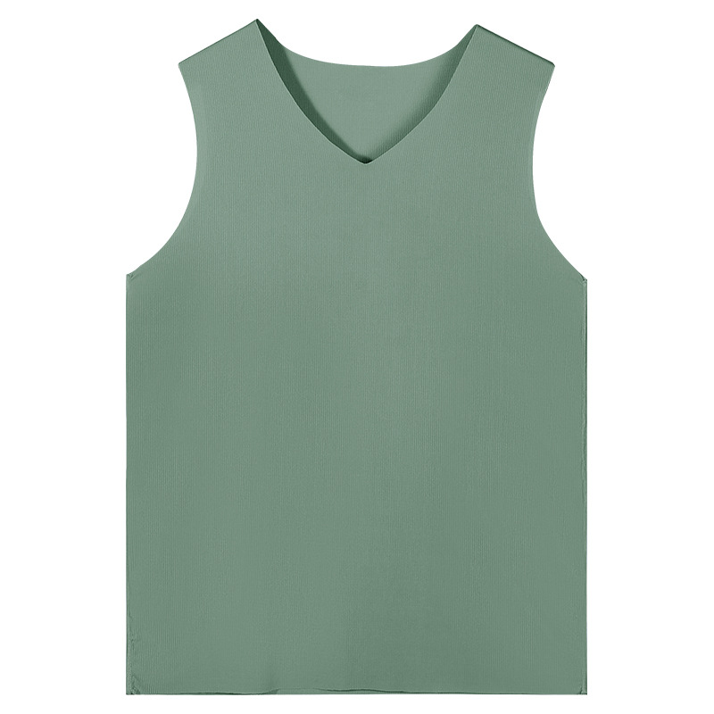 Picture of Ice Silk Traceless Vest Men's Summer Thin Inner Wear Solid Color Sports Waistcoat Base Quick-drying Fitness Hurdle Sweatshirt
