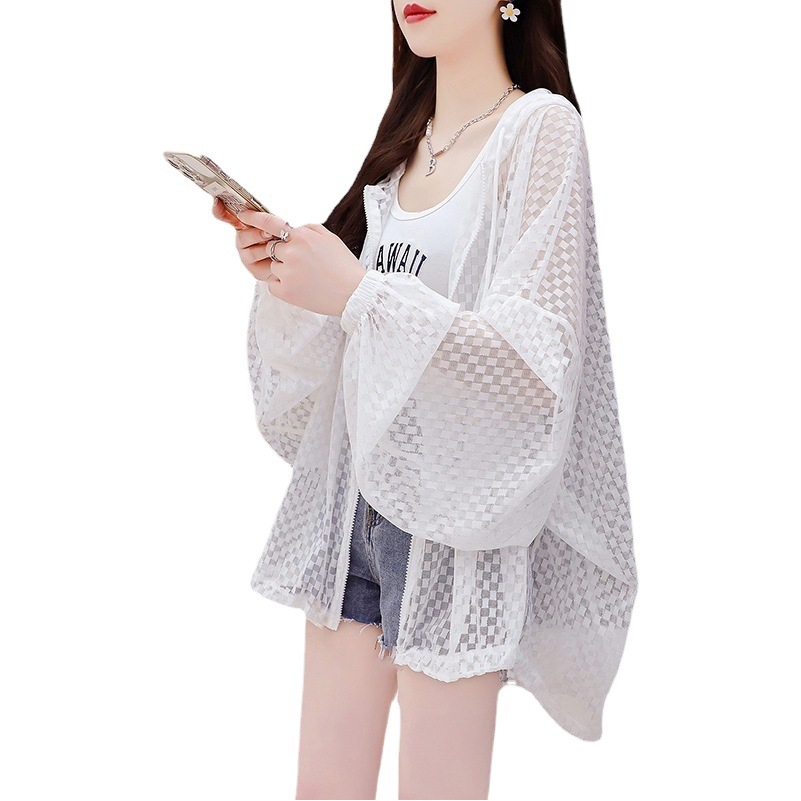 (100 polyester) zipper sunscreen women's sweater plus size chubby girl long sleeve hooded top