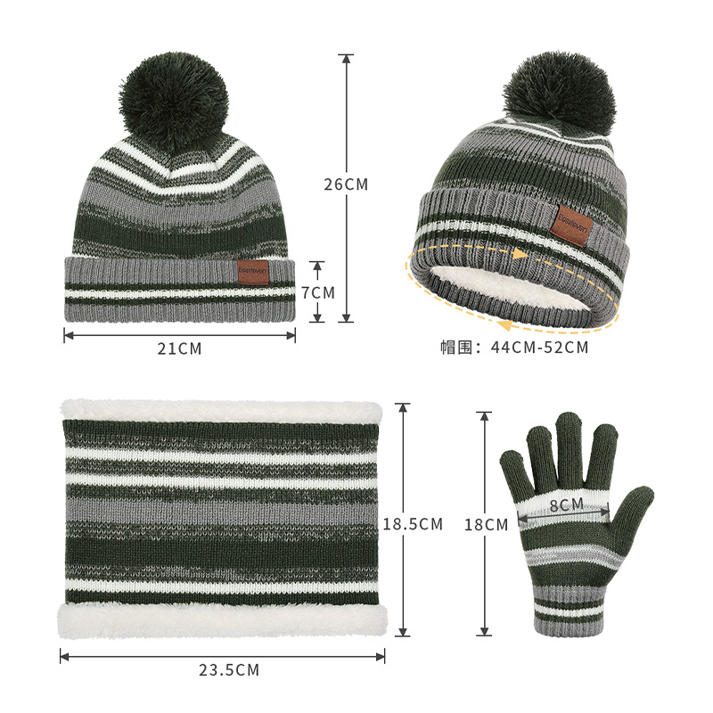 Picture of Cross-Border Children's Hat, Neck Scarf and Gloves Three-Piece Set to Heattech and Cold-Proof for Boys and Girls Winter Velvet Knitted Hat Set