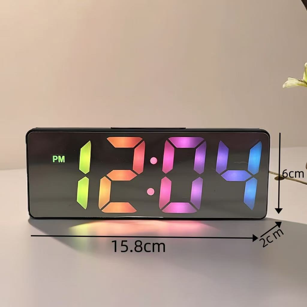 Picture of Mirror Clock Ins Desktop Clock Timetable Desktop Ornaments Led Digital Display Student Digital Alarm Clock