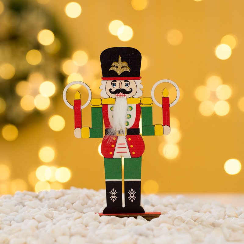 Picture of Walnut Soldier Color Christmas Wooden Assembled Ornaments Christmas Decorations Office Window Desktop Ornaments
