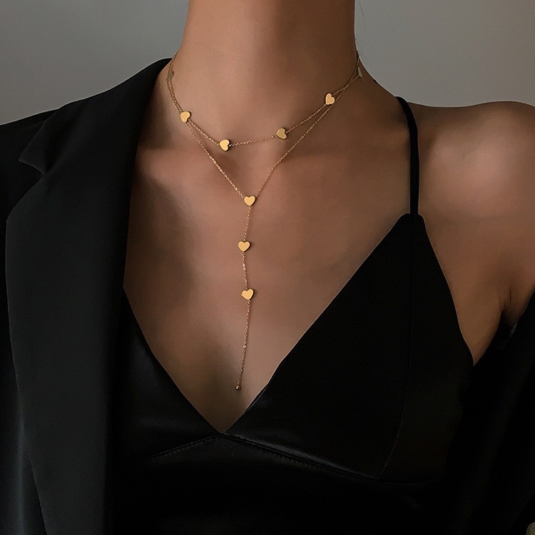 Picture of Double-layer love titanium steel necklace women's all-match high-end non-fading jewelry wholesale clavicle chain niche necklace pendant