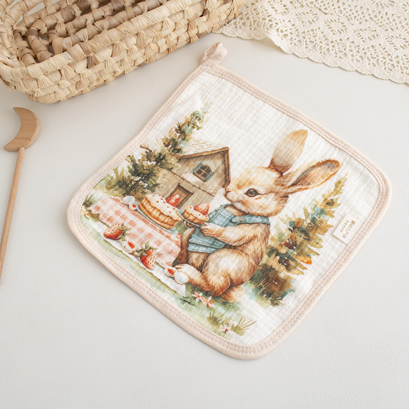 Picture of Class A baby saliva towel four layer cotton crepe square towel soft absorbent children's square towel kindergarten baby towel