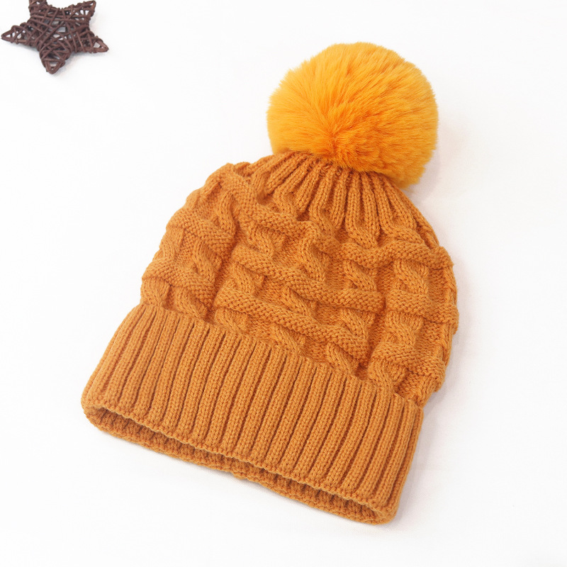Picture of Hat Women's Korean-style new hat fur ball thickened thick wool knitted hat autumn and winter warm earmuffs hat student fleece-lined