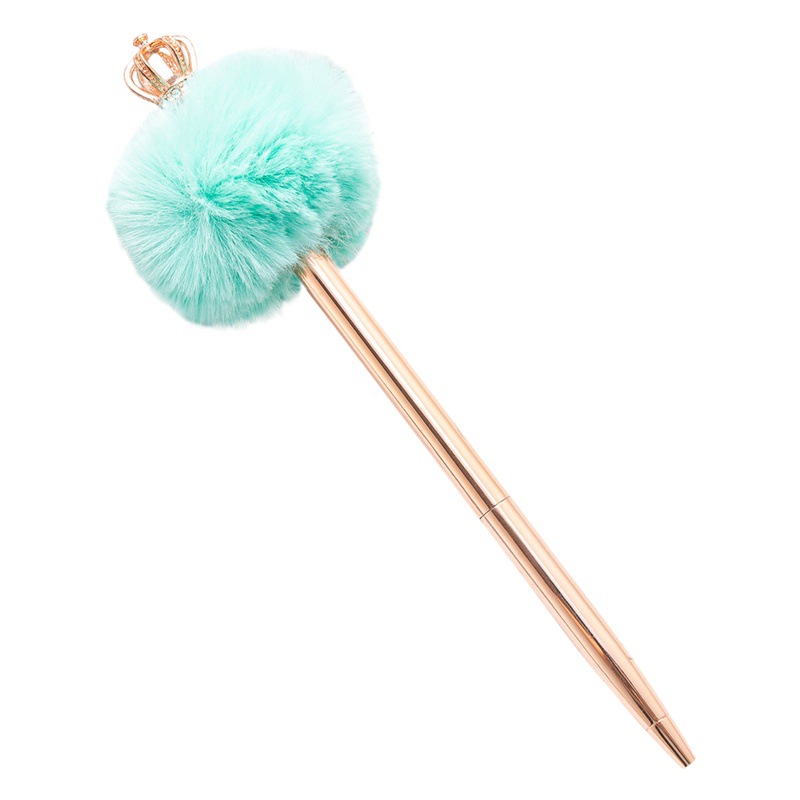 Crown ball pen in stock wholesale creative stationery gift Metal Ballpoint Pen cute Office fresh plush pen