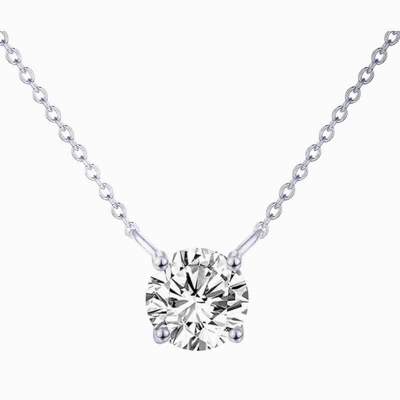 Picture of S925 Sterling Silver Inlaid 5A Mosan Diamond Round Diamond Clavicle Necklace Versatile Round Pendant Cross-border Niche High-end