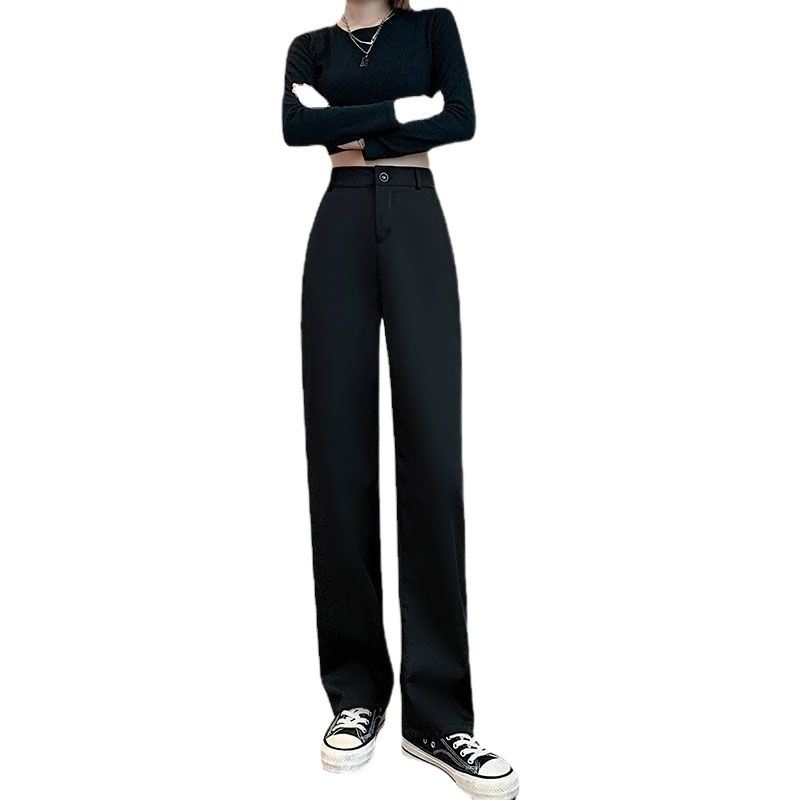 High Waist Slimming Wide Leg Stitching Suit Pants Women's Spring and Summer 2023 New Straight Tube Dipped Sense Style High-end Sense Pants