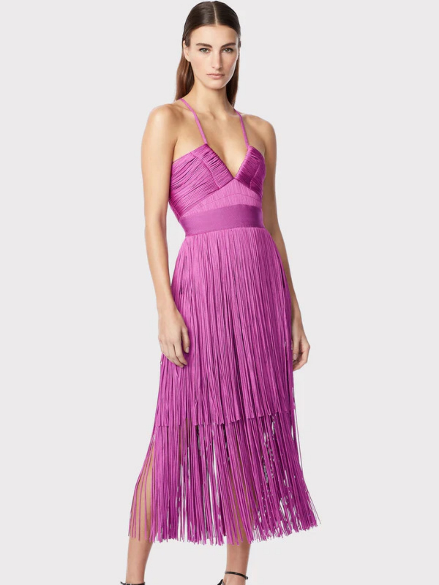 French Sling Tassel Deep V-neck Hip Temperament Bandage dress Cross-border Independent Station Foreign Trade Women's New Style