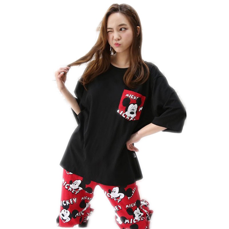 Picture of Short-Sleeved Pajamas, Women's Summer Shorts, Thin Cartoon Women's Pajamas, New Korean Style Cute Home Clothes Set, Cross-Border
