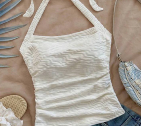 Picture of Ruihu Cross-Border Export European and American Sexy Vest 2025 Summer Beach Vacation Style Lace-Up Suspender Top Women's Clothing