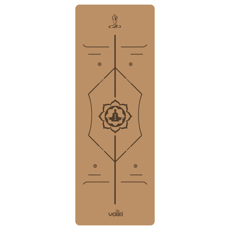 Picture of [cork yoga mat] plus thick natural rubber gymnastics local tyrants mat laser engraving logo body position line printing