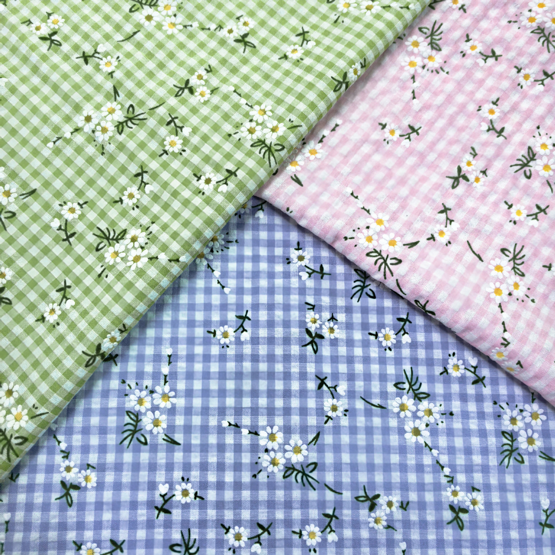 Spring and Summer Polyester Cotton Yarn-dyed Chaoyang Garden Floral Bubble dress Shirt Table Cloth Printed Fabric Home Boutique