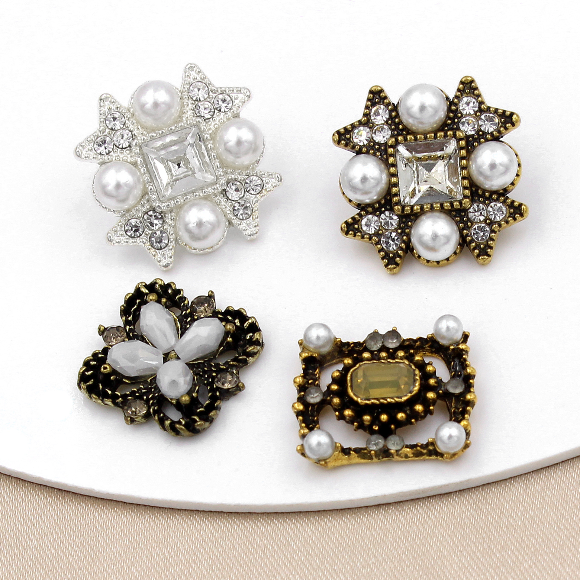 Lace Snowflake Rectangular Metal Jewelry Accessories DIY Hand-Sewn Hardware Women's Clothing Hat Buttons