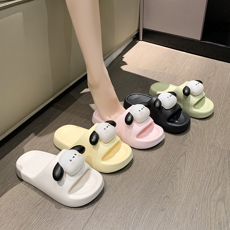 Women's summer cute puppy indoor home shit feeling bathroom non-slip home couple slippers for outdoor wear