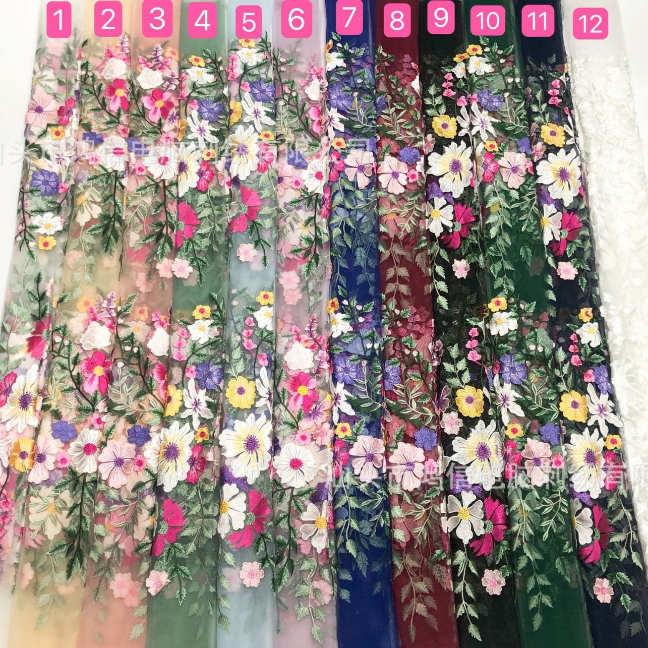 Multi-Color Stereo Size Flower Embroidered Fabric Wedding Dress Stage Wear Fashion Top Dress Ready Stock