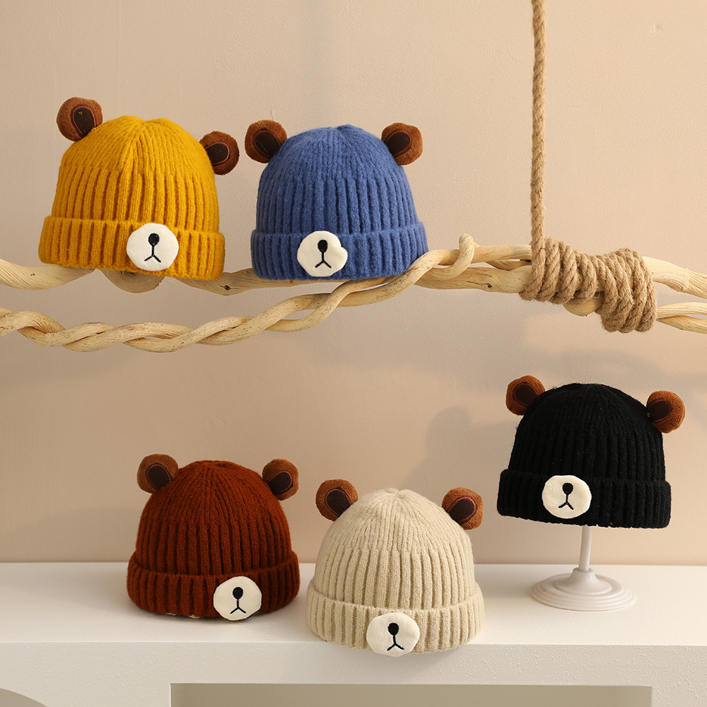 Baby hat cute super cute wool hat autumn and winter boys and girls cartoon shape warm knitted pullover cap
