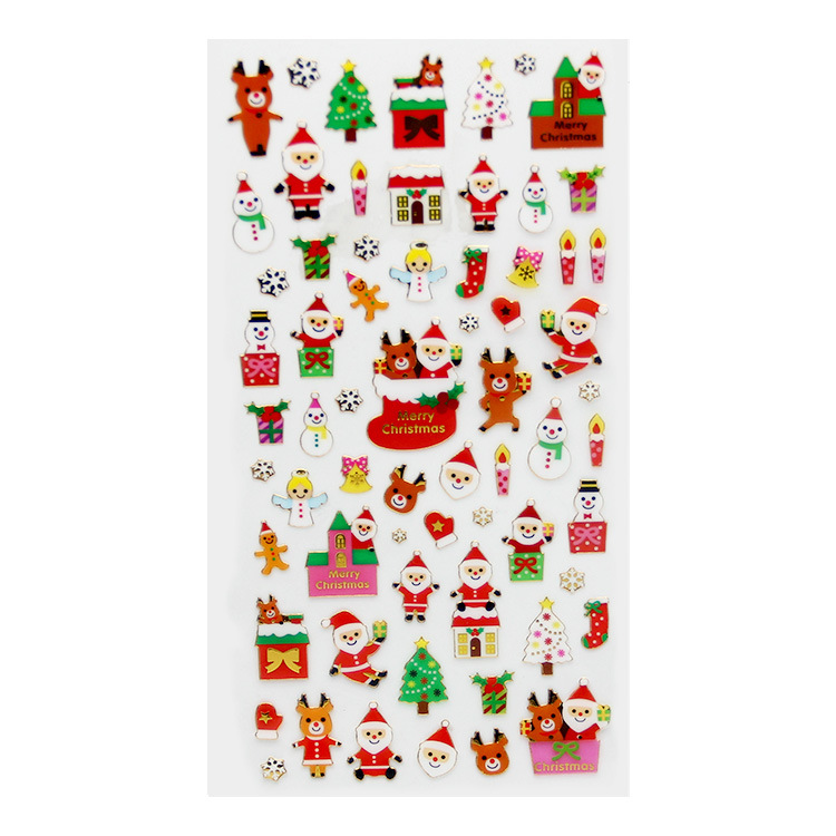 Picture of Spot Wholesale Christmas Stickers DIY Hot Stamping Transparent Decorative Gifts Pvc Cartoon Kidsren Reward Christmas Stickers