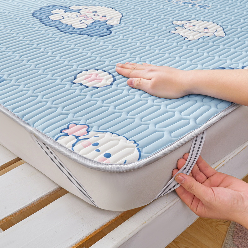 Picture of Class A latex mat three-piece set summer ice silk bed sheet bed hat foldable non-slip cooling soft mat air-conditioning mat