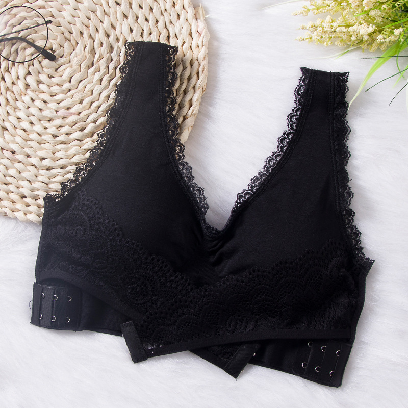 Picture of Cross-border European and American Front Cross Side Buckle Push-up Sports Bra Large Size Lace Edge Running Yoga Sports Women's Underwear