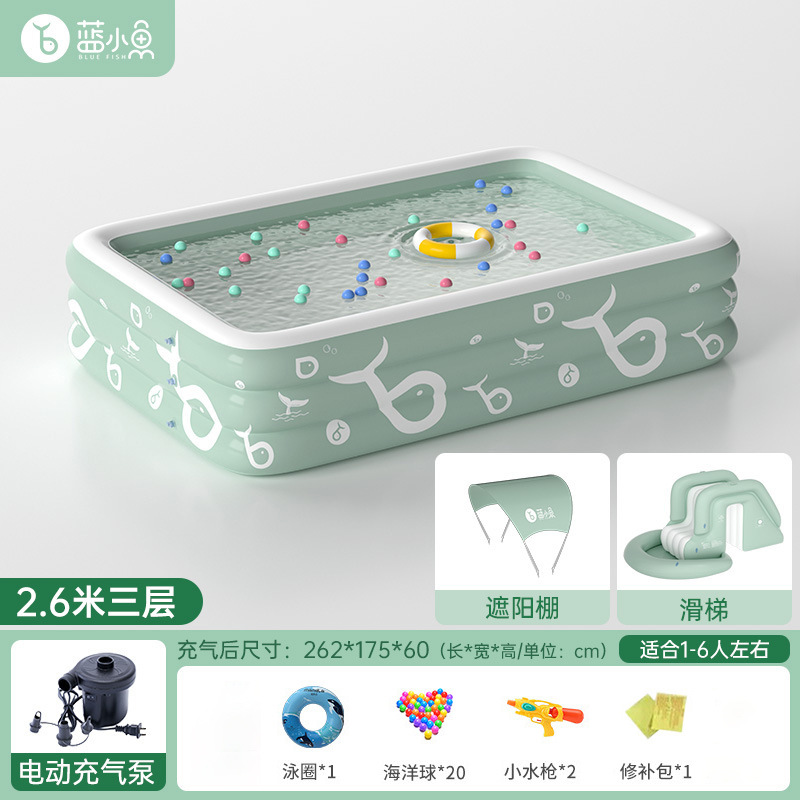 Picture of Household adult children outdoor inflatable swimming pool thickened children swimming pool baby play pool with slide sunshade