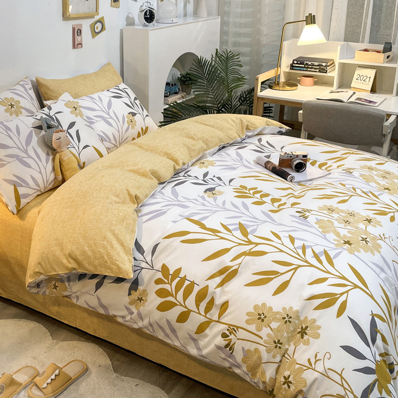 Picture of Nantong bed four-piece cotton sheet Nordic style 100 cotton four-piece set three-piece set Wholesale