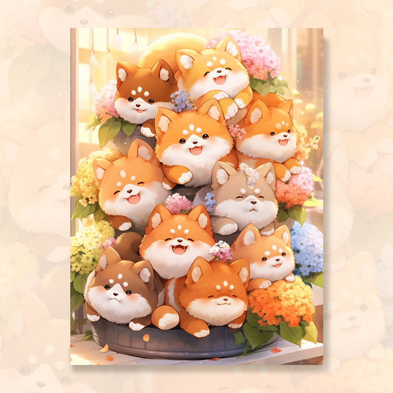 Picture of Cartoon bouquet digital oil painting diy oil painting handmade coloring paint painting filling hand painted decorative painting