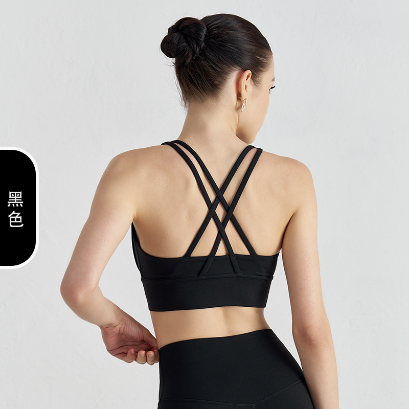 Picture of 2022 new double-sided brushed cross back sports underwear shockproof push up yoga sports bra fitness vest