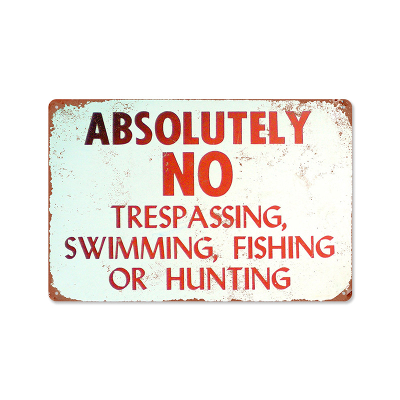 Picture of 2024No Trespassing Retro Public Warning Sign Iron Painting Background Wall Frameless Decorative Hanging Painting