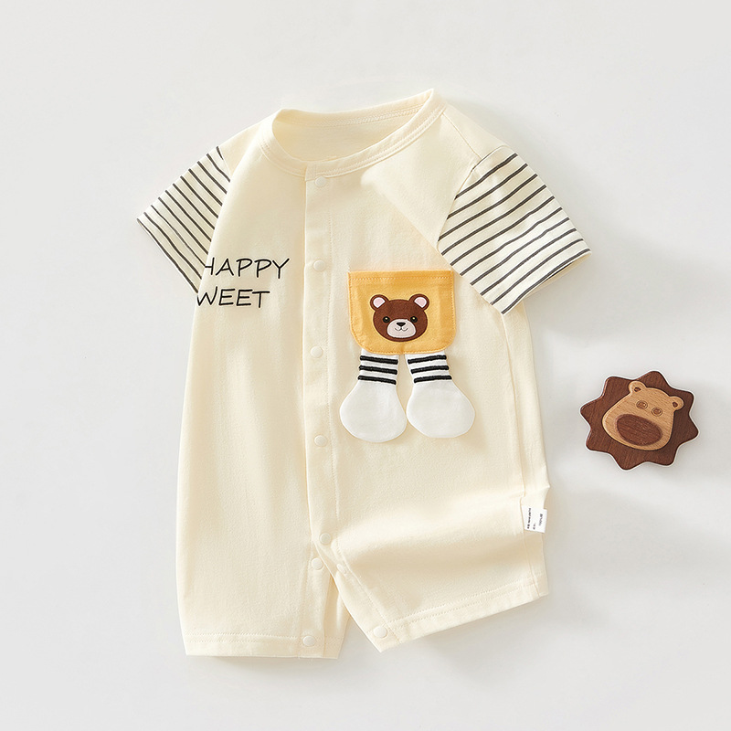Picture of Baby's jumpsuit summer thin cotton newborn clothes for boys and girls baby super cute climbing clothes cute short sleeve ha clothes