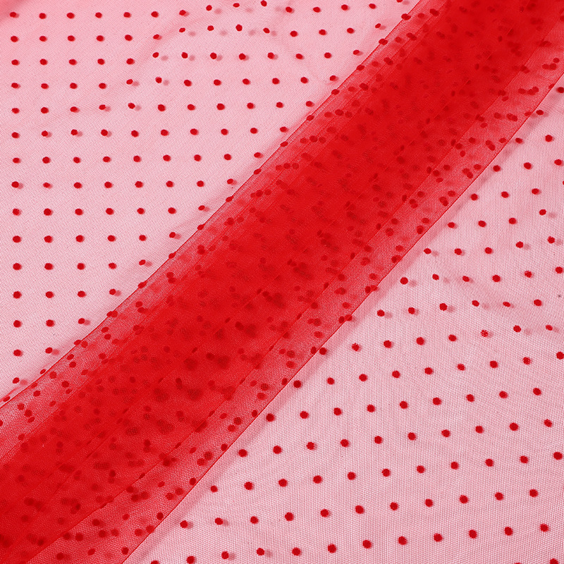 Picture of Spot Tamei Bright Dot Mesh Fabric Children's Princess Dress Base Shirt Small Dot Flocking Swiss Mesh Soft