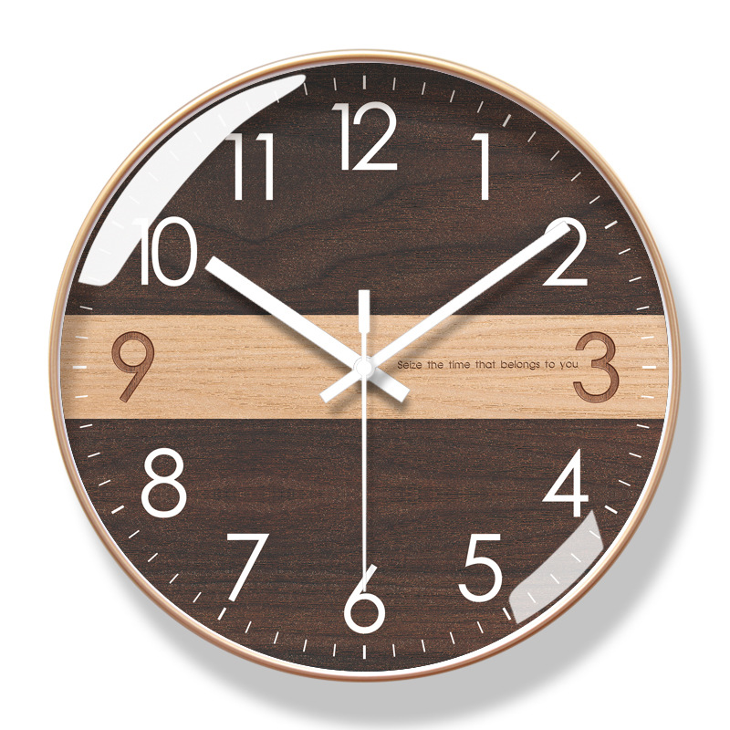 Picture of Yipula 6857 Wooden Texture Wall Clock Living Room Clock Fashion Art Clock Wall Watch Silent Sweep Second Quartz Clock