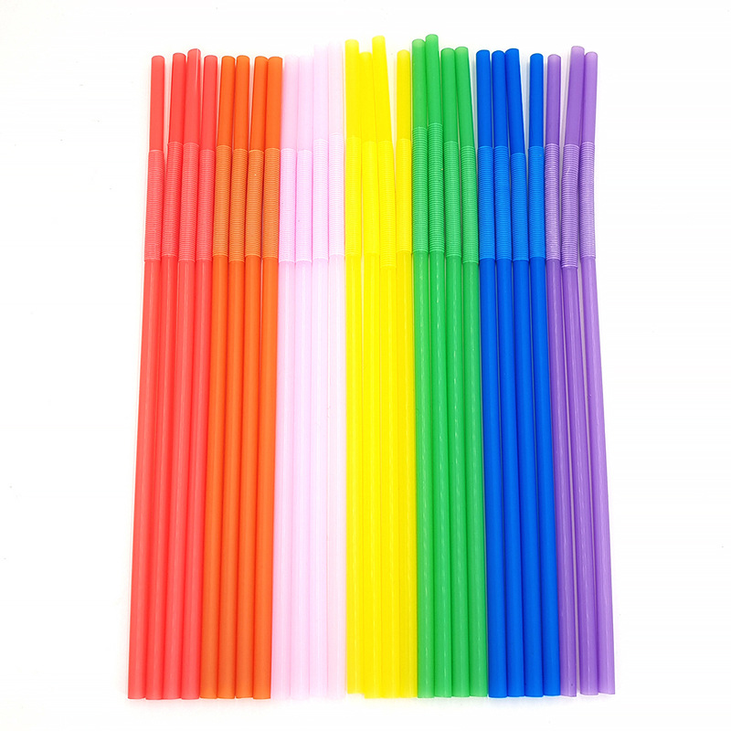 Picture of 6mm color disposable art straw DIY handmade plastic elbow straw 100 a pack of manufacturers wholesale