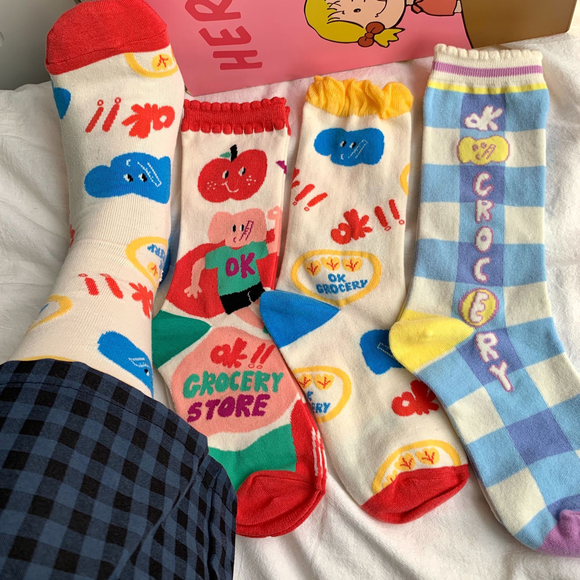 Autumn Tomato Socks Women's Korean-style Mid-size Ins Trendy JK Girl's Japanese-style Cute Pattern Carto-style Socks