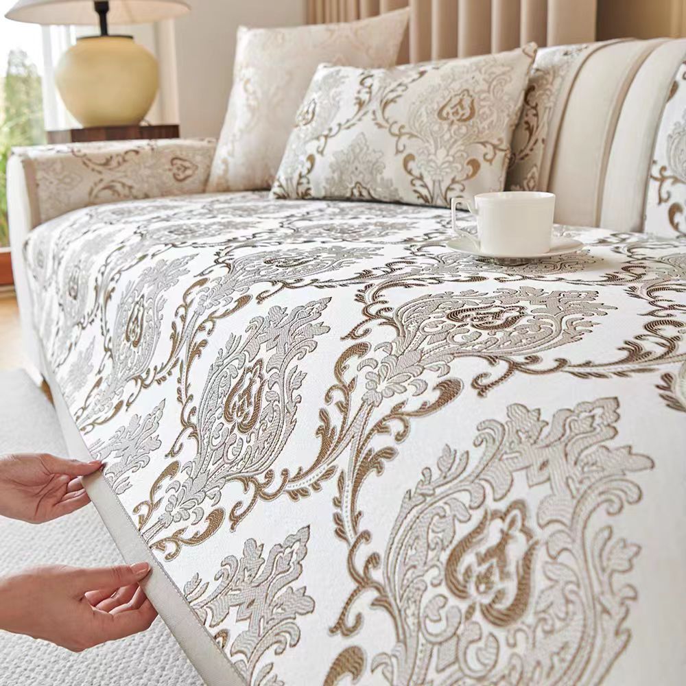High Precision European Style Sofa Cushion Four Seasons Universal Embroidery Sofa Armrest Cover Towel Modern Light Luxury Sofa Cover Towel