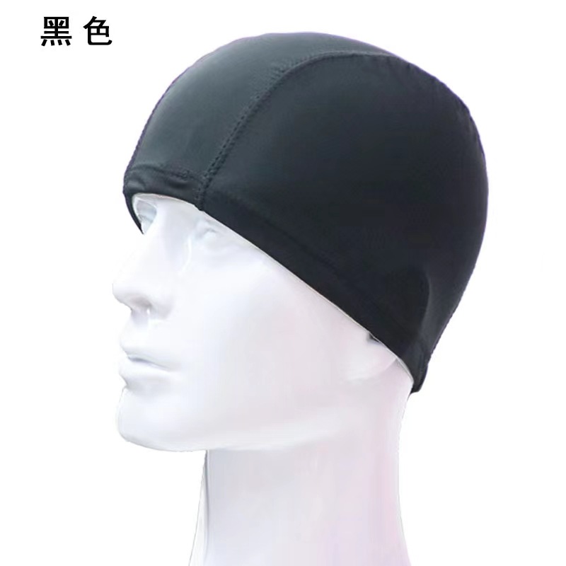 Picture of Factory Direct Sales Polyester Cloth Swimming Cap High Elasticity Adult Universal Pure Color Color Independent Packaging Cardboard Swimming Cap