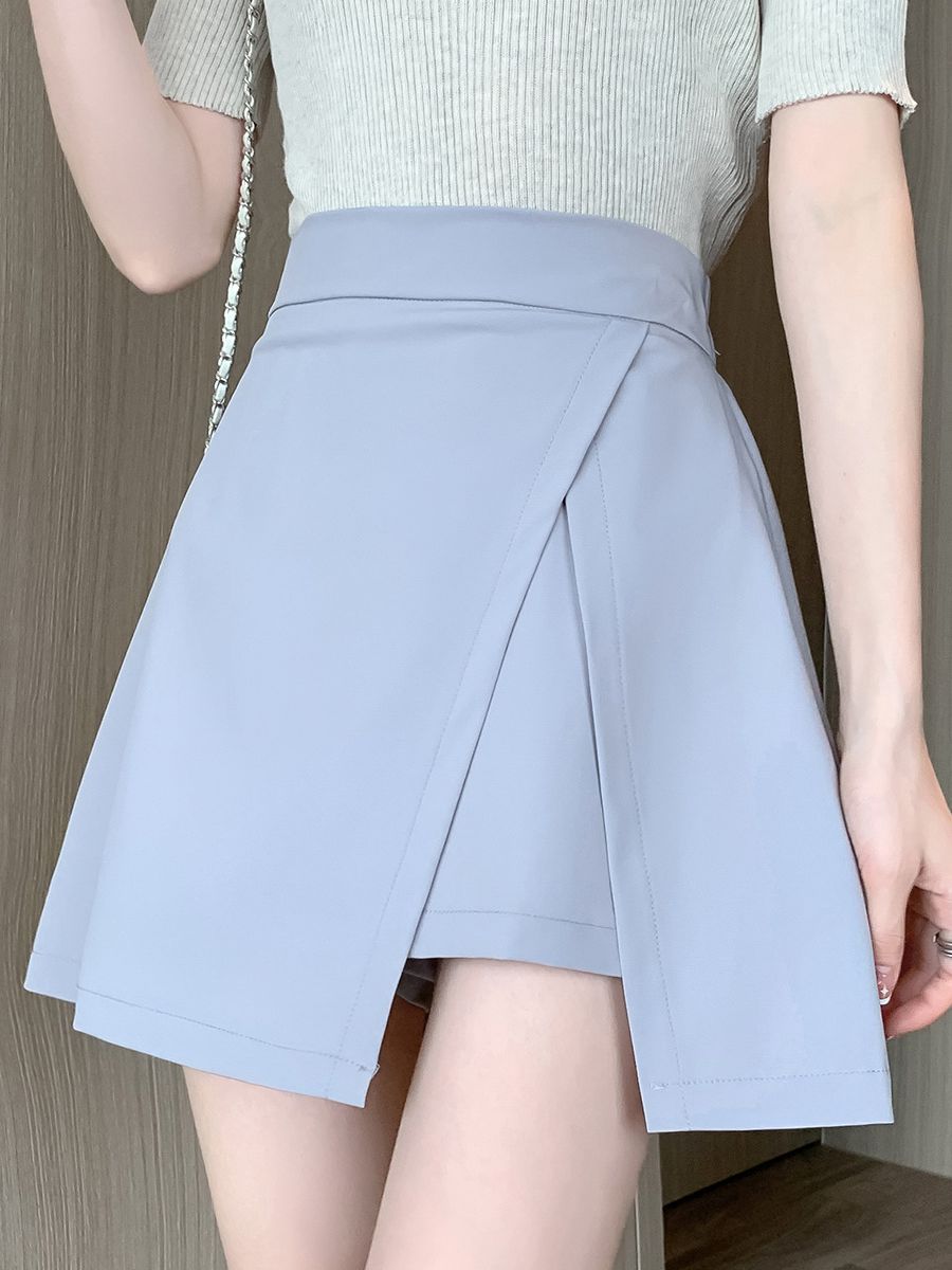 Small Split Skirt Slimming Flesh Covering Irregular Mini Skirt Design Sense Short Skirt Women's Suit Culottes
