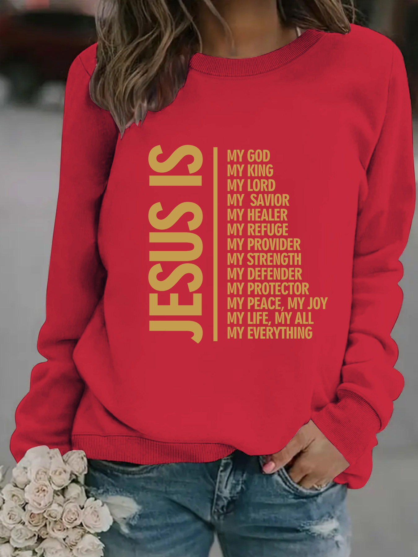 Europe and the United States cross-border autumn and winter women's casual long sleeve round neck slogan printed pullover sweatshirt sweater wholesale
