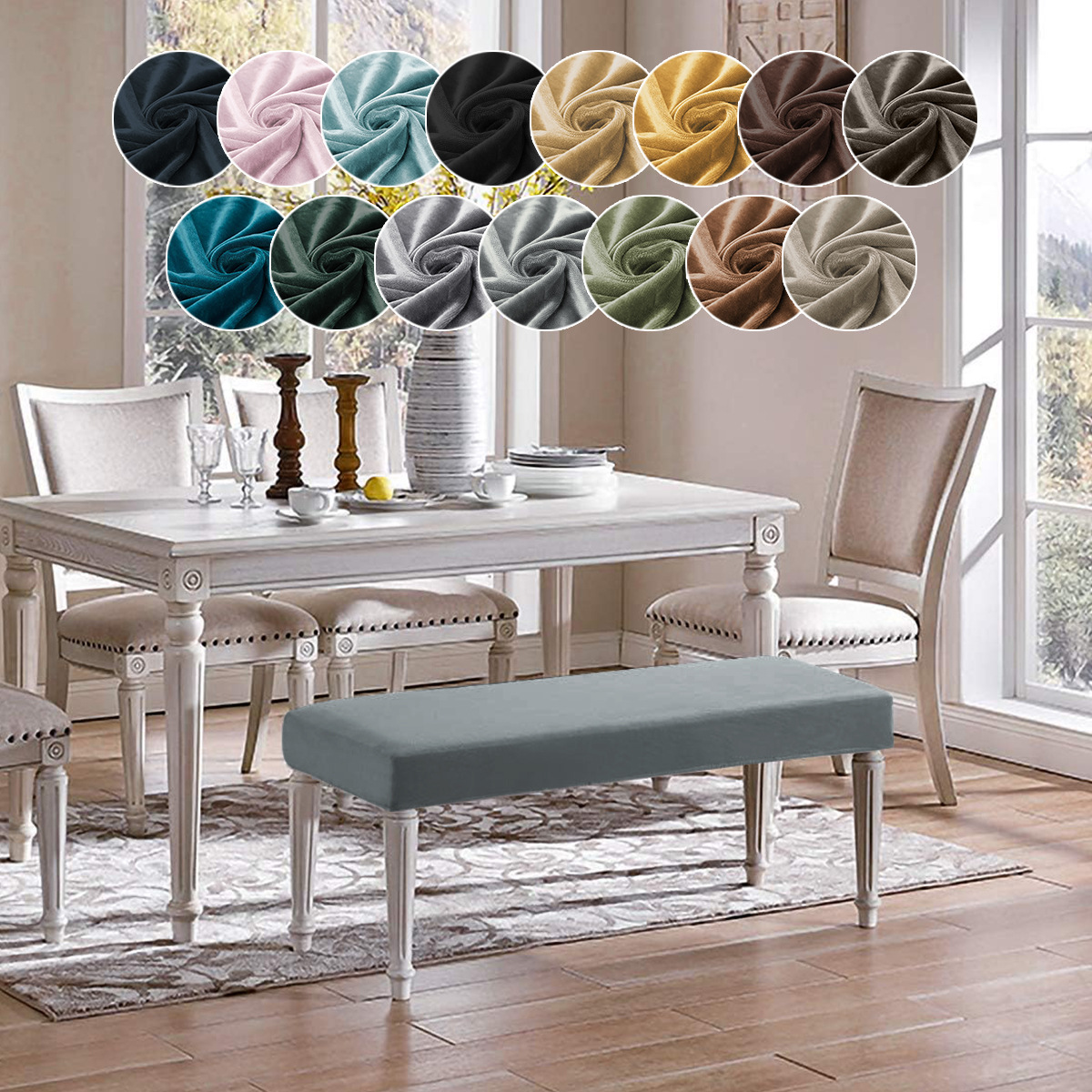 Cross-border silver fox velvet long stool cover with rope elastic all-inclusive stool cover dust-proof cross-border bench chair cover manufacturers wholesale