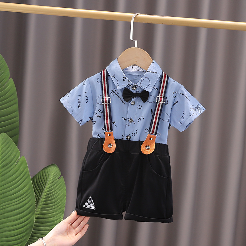 Picture of Cross-border Children's Wear Summer Wear Boy's suit Baby Summer Full Print Astronaut Shirt Overalls Two-piece Set