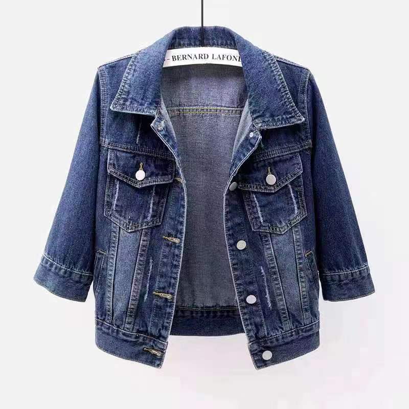 Picture of Three-Quarter Sleeve Denim Jacket for Women, Short, High-End, Spring & Fall, Slim, Versatile Cardigan, Versatile Student Top