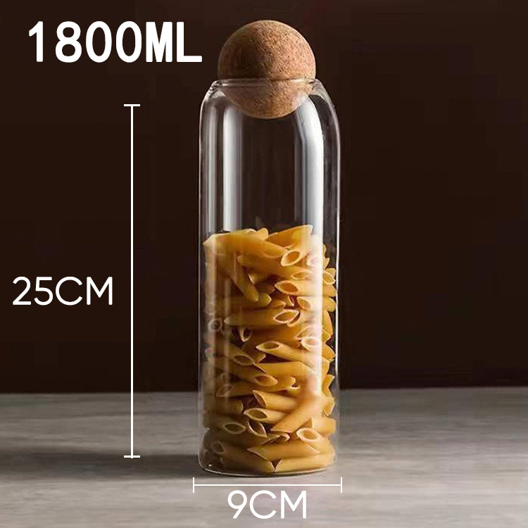 Picture of Light Luxury Transparent Round Glass Jar Cork Ball suit Sealed Jar Household Kitchen Storage Coffee Bean Storage Jar