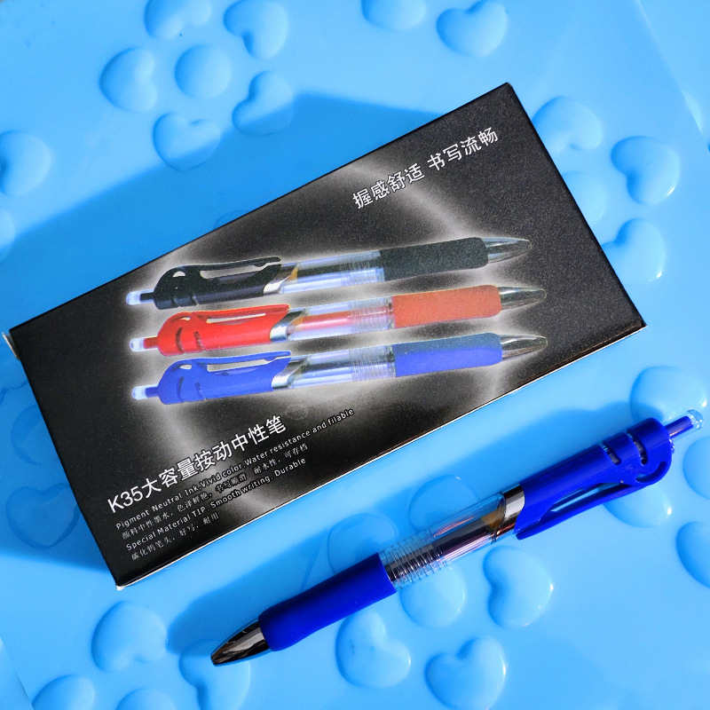 Picture of K35 Press-type Gel Pen Press Ballpoint Pen Red Black Blue Bullet Sign Pen Office Student Carbon Jump Pen