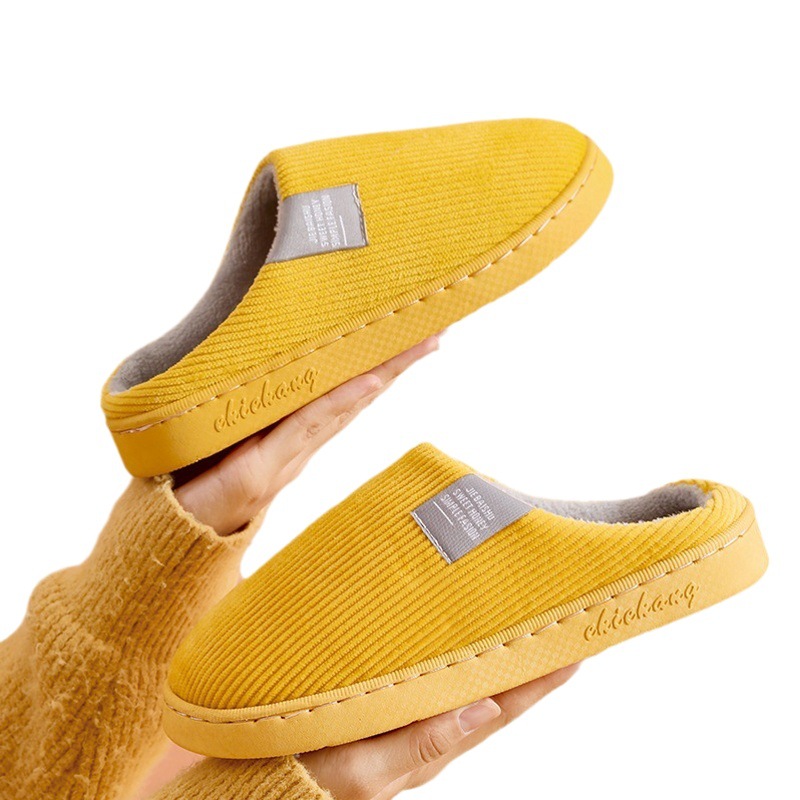 Cotton Slippers 2024 Shoes Wholesale Women's Autumn and Winter Indoor Home Couple Warm Confinement Non-Slip Fleece-Lined Winter Slippers for Men