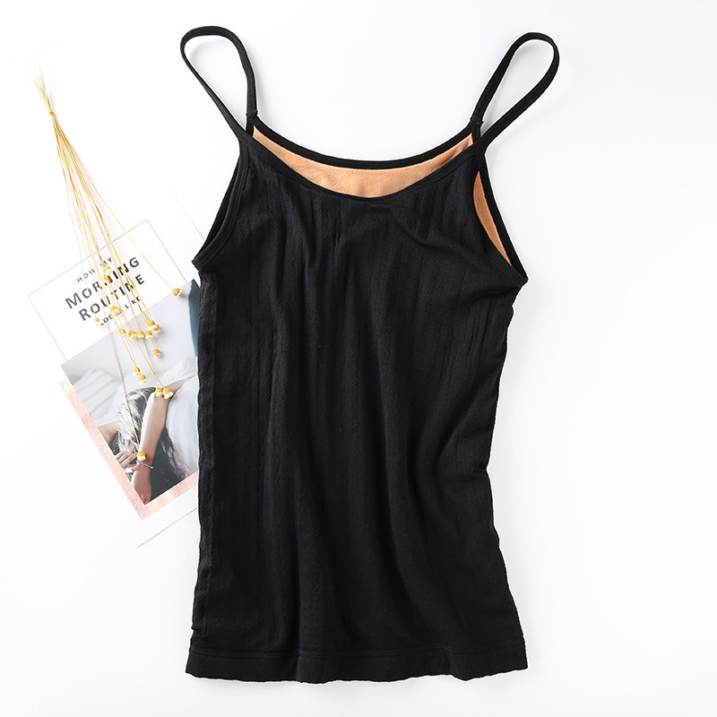Picture of Autumn and Winter Twist Seamless Thin Shoulder Strap Sexy Warm Vest Women's Double-Layer Fleece-Lined Thickened Body Women's Slim-Fit Top