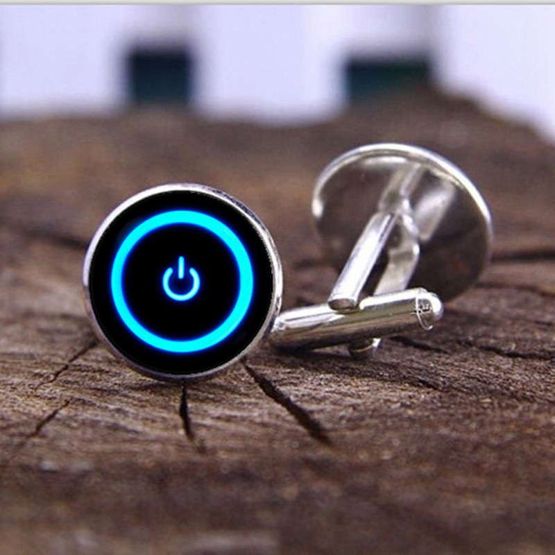 wish AliExpress Power Key Time Gem Men Cufflinks Silver Metal Alloy Cufflinks Wholesale