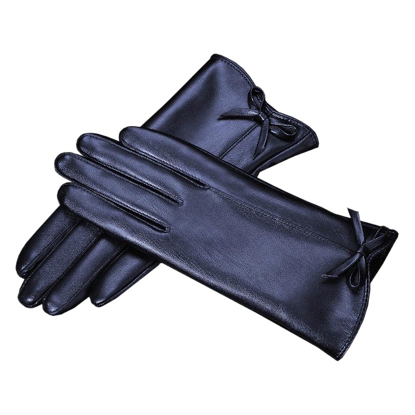 Women's leather gloves Winter full touch screen driving electric car fashion windproof fleece-lined thick warm gloves riding Outdoor