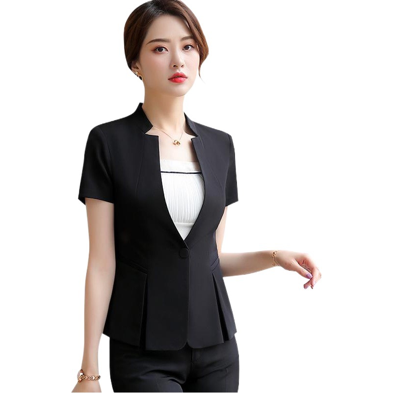 [Elegant and Thin] Professional Suit Women's Summer Front Desk Suit Short Sleeve Small Suit Ol Suit Skirt Formal Work Clothes